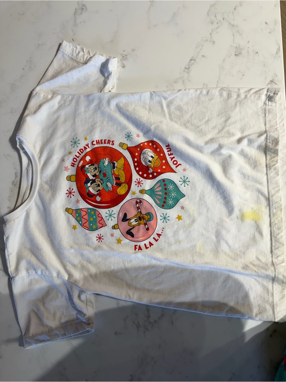 Holiday Time White Kids Tee with Mickey & Friends Ornament Graphic